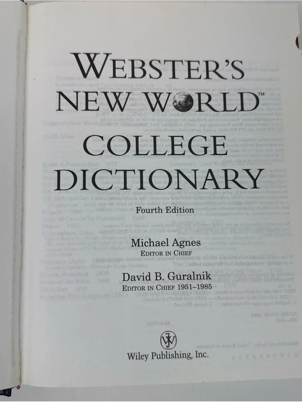 Webster’s New World College Dictionary 4th Edition- by Wiley Publishing Inc